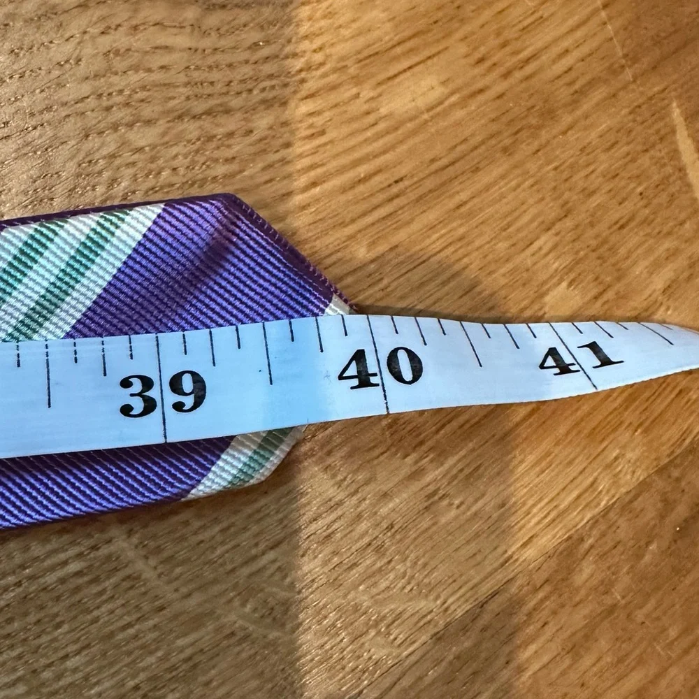 ๐ J. Crew Silk Belt D Rings Purple Green Diagonal Stripe ๐ - Picture 3 of 3